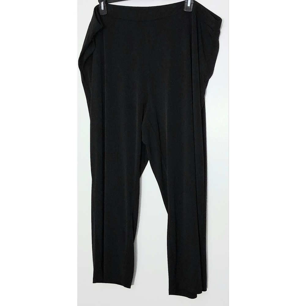 Susan Graver Pants Womens Size 3XP Petite Black Pullon Pockets Wide Leg Preowned